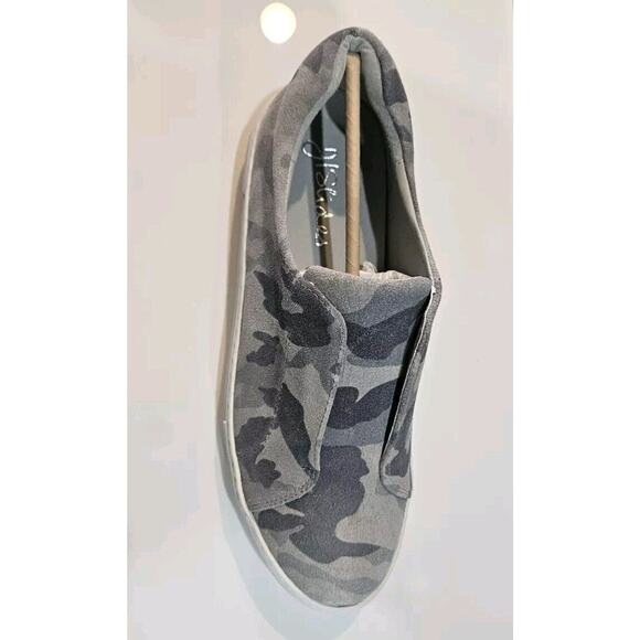 J/Slides NEW Womens 8.5M Alara1 Suede Leather Camo Grey Slip-On Sneakers - Picture 5 of 11
